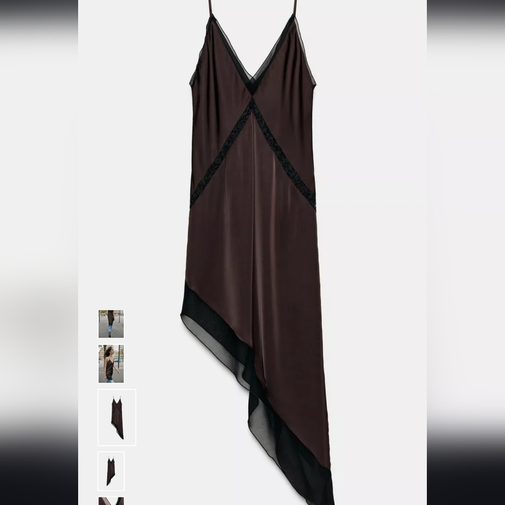 Zara Brown Asymmetrical Dress - Picture 5 of 10